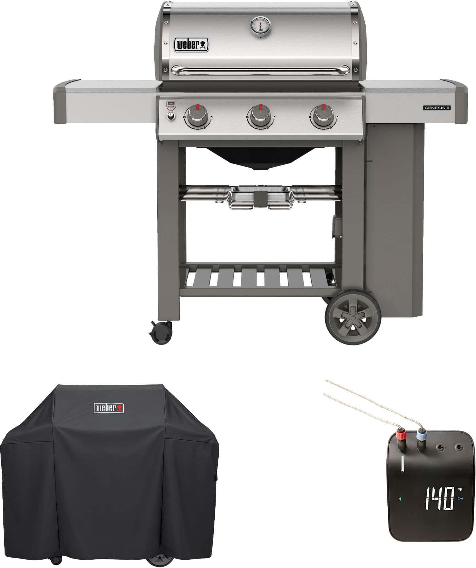 GENESIS II S310 3-Burner Natural Gas Grill with Cover and Weber Connect Bundle - Stainless Steel product image