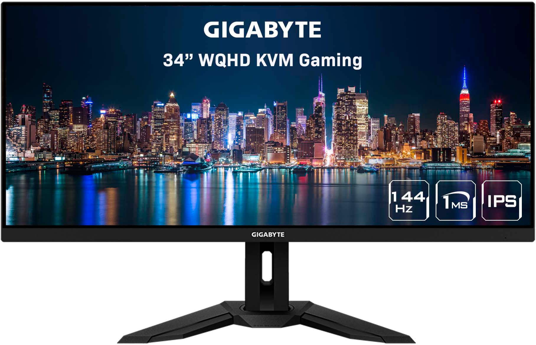 GIGABYTE - M34WQ 34" LED WQHD FreeSync Premium IPS Gaming Monitor with HDR (HDMI, DisplayPort, USB) - Black product image