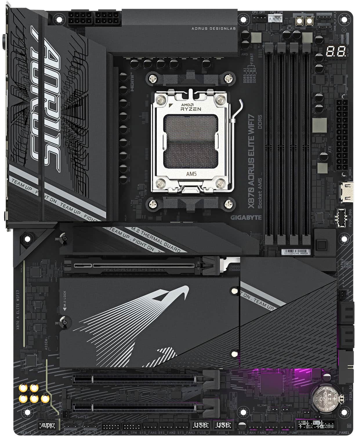 GIGABYTE - X870 AORUS ELITE WIFI7 (Socket AM5) AMD X870 ATX DDR5 Wi-Fi 7 Motherboard - Black product image