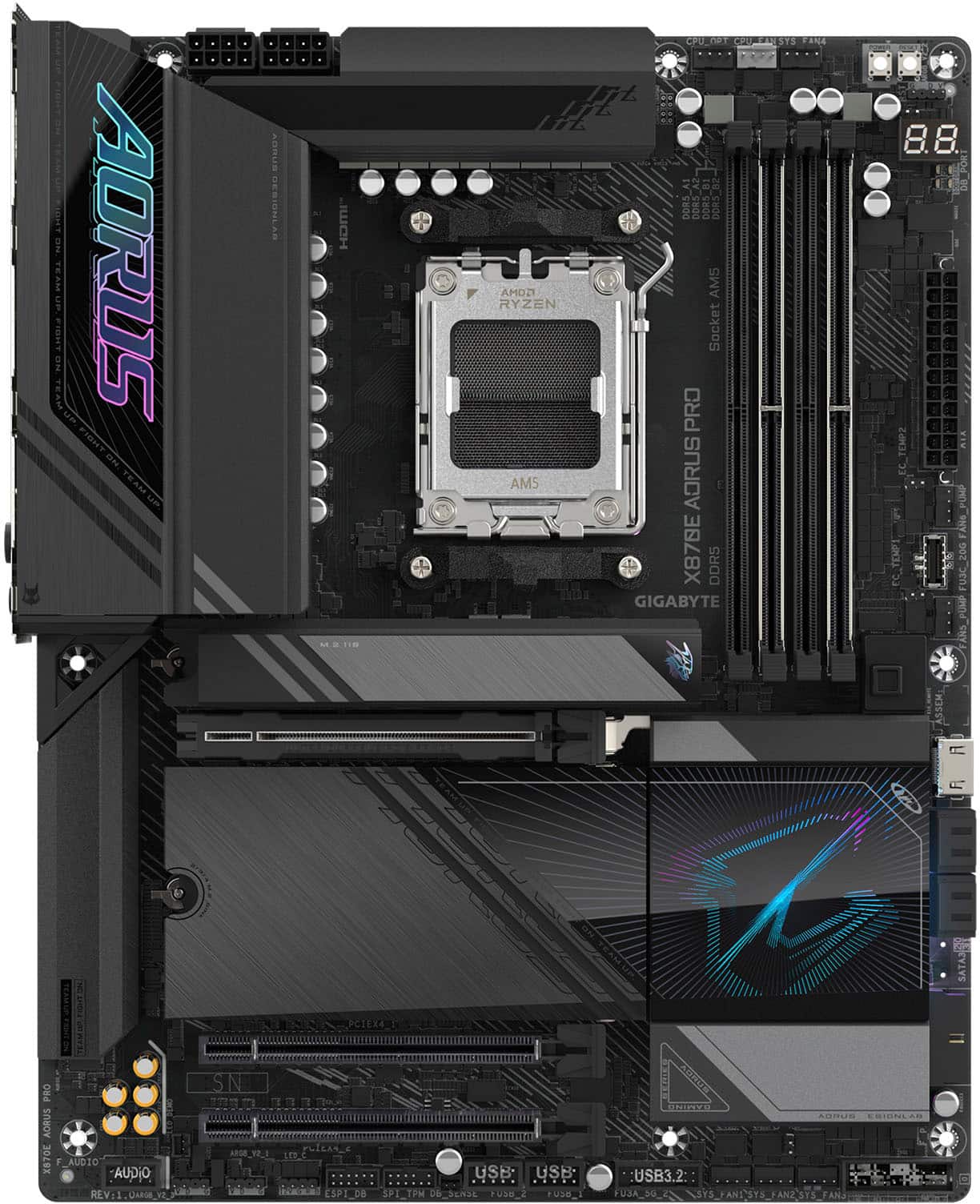 GIGABYTE - X870E AORUS PRO (Socket AM5) AMD X870 ATX DDR5 Wi-Fi 7 Motherboard - Black product image