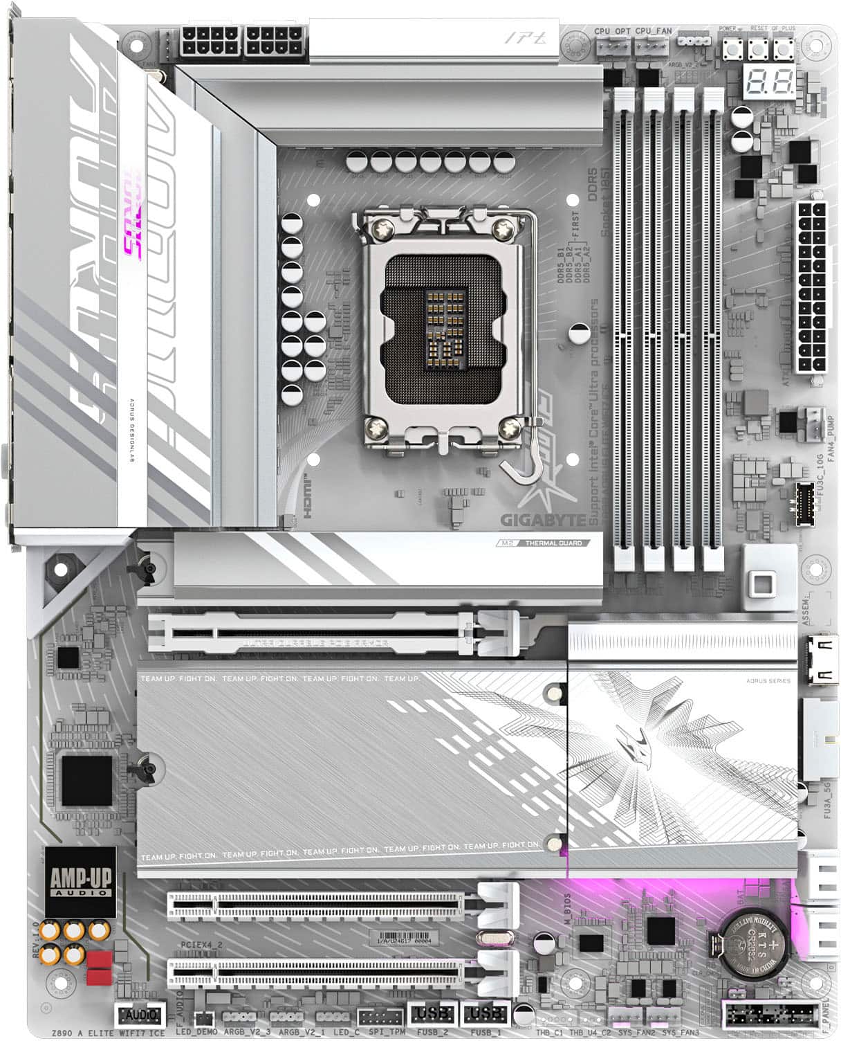 GIGABYTE - Z890 AORUS ELITE WIFI7 ICE (Socket LGA 1851) Intel Z890 ATX DDR5 Wi-Fi 7 Motherboard - White product image