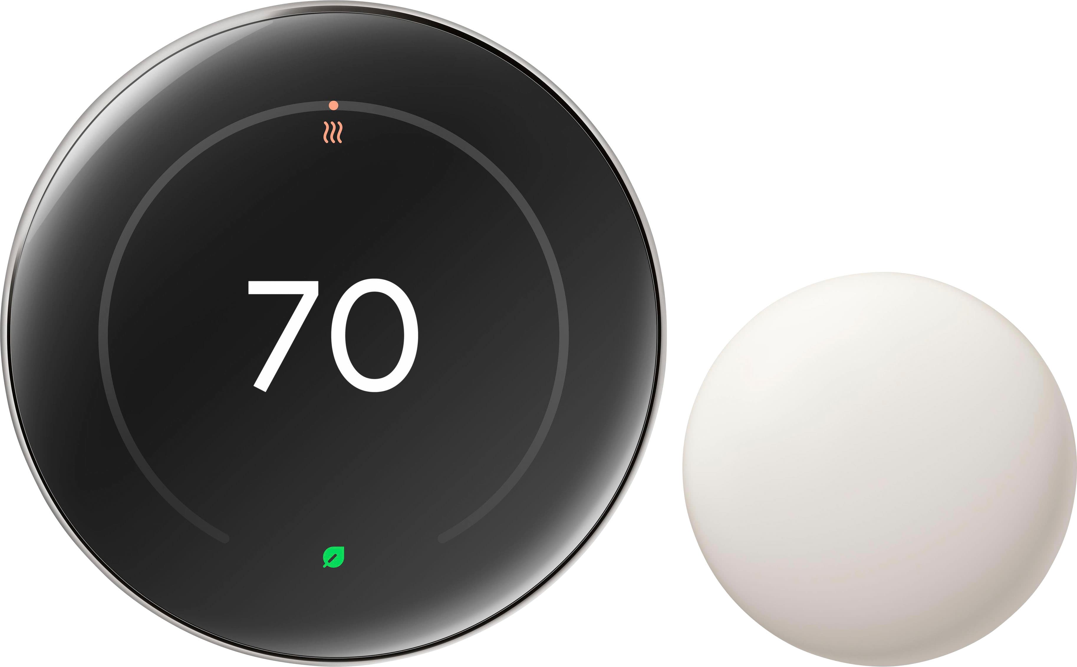 Google - Nest Learning Thermostat (4th gen) with Nest Temperature Sensor (2nd gen) - Polished Gold product image