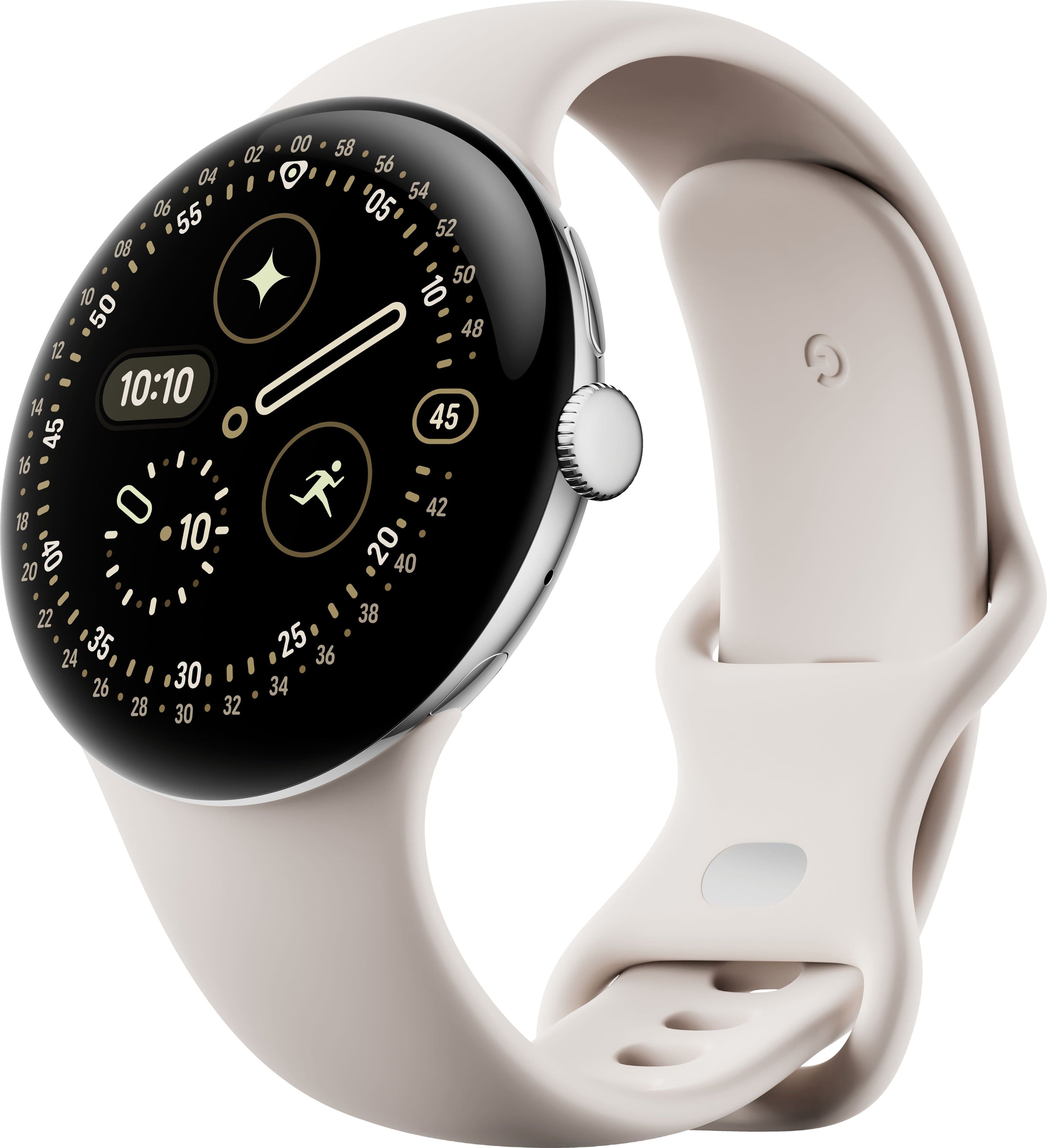 Google - Pixel Watch 4 (45mm) - Wi-Fi - Polished Silver Case - Porcelain Band - (2025) product image