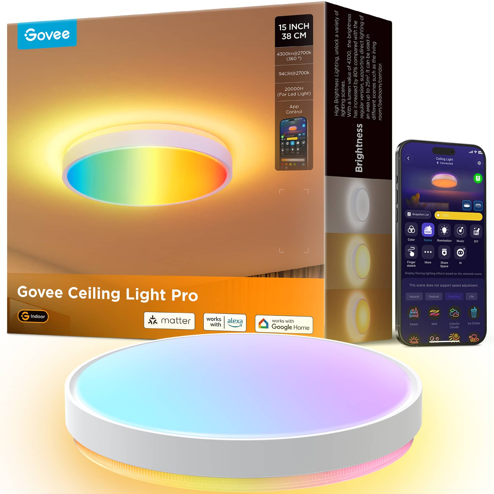 Govee - RGBICWW 15inch Ceiling Light Pro - Multi product image