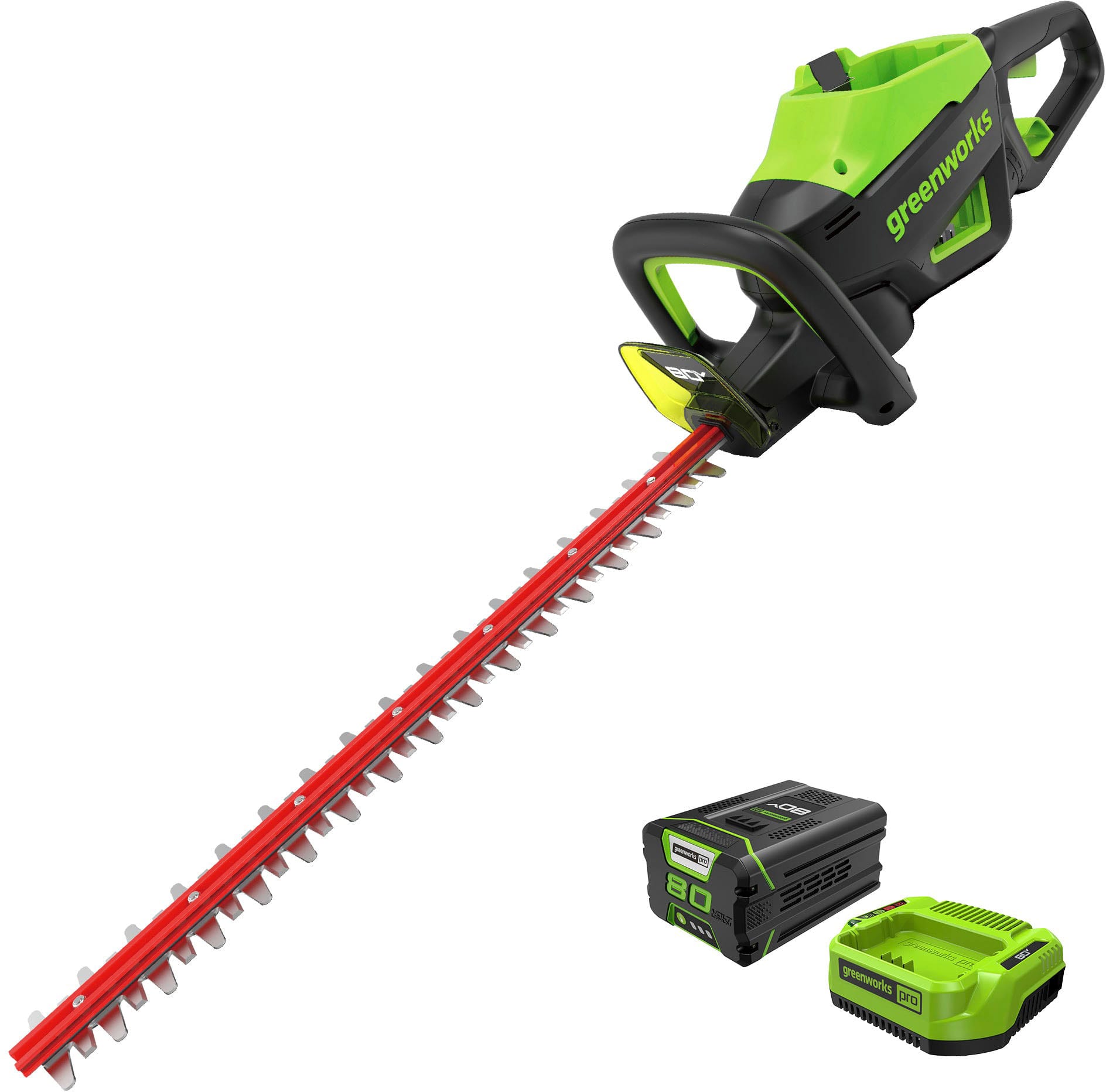 Greenworks - 80-Volt 26-Inch Cordless Brushless Hedge Trimmer with (1) 2.0Ah Battery and Charger) - Green product image