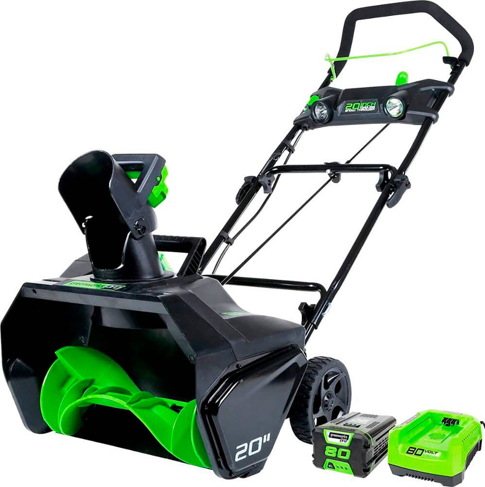 Greenworks - 80V 20” Cordless Brushless Snow Blower with 4.0 Ah Battery and Rapid Charger - Green product image