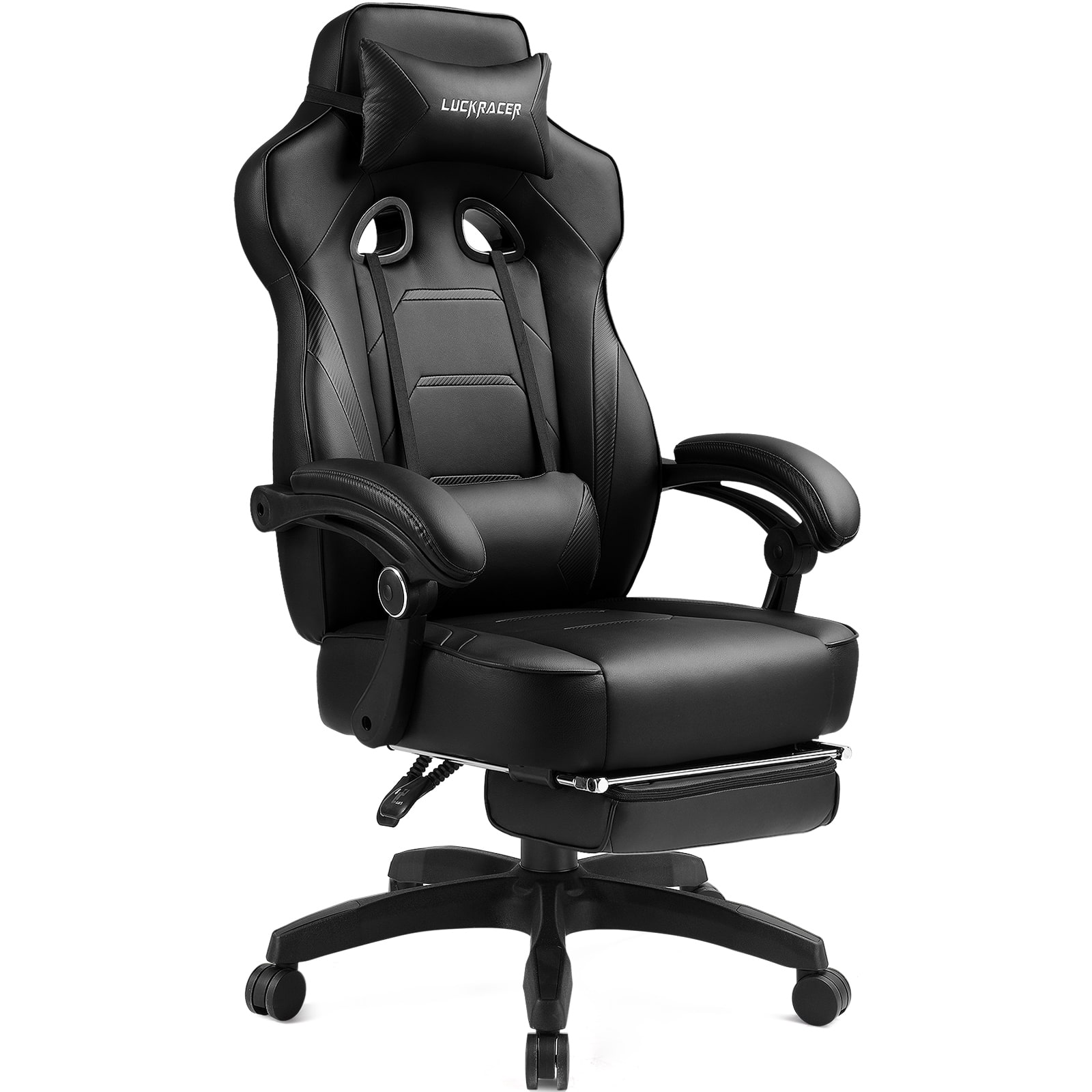 GTPlayer - F59 Racing Style Gaming Chair with Footrest - Black product image