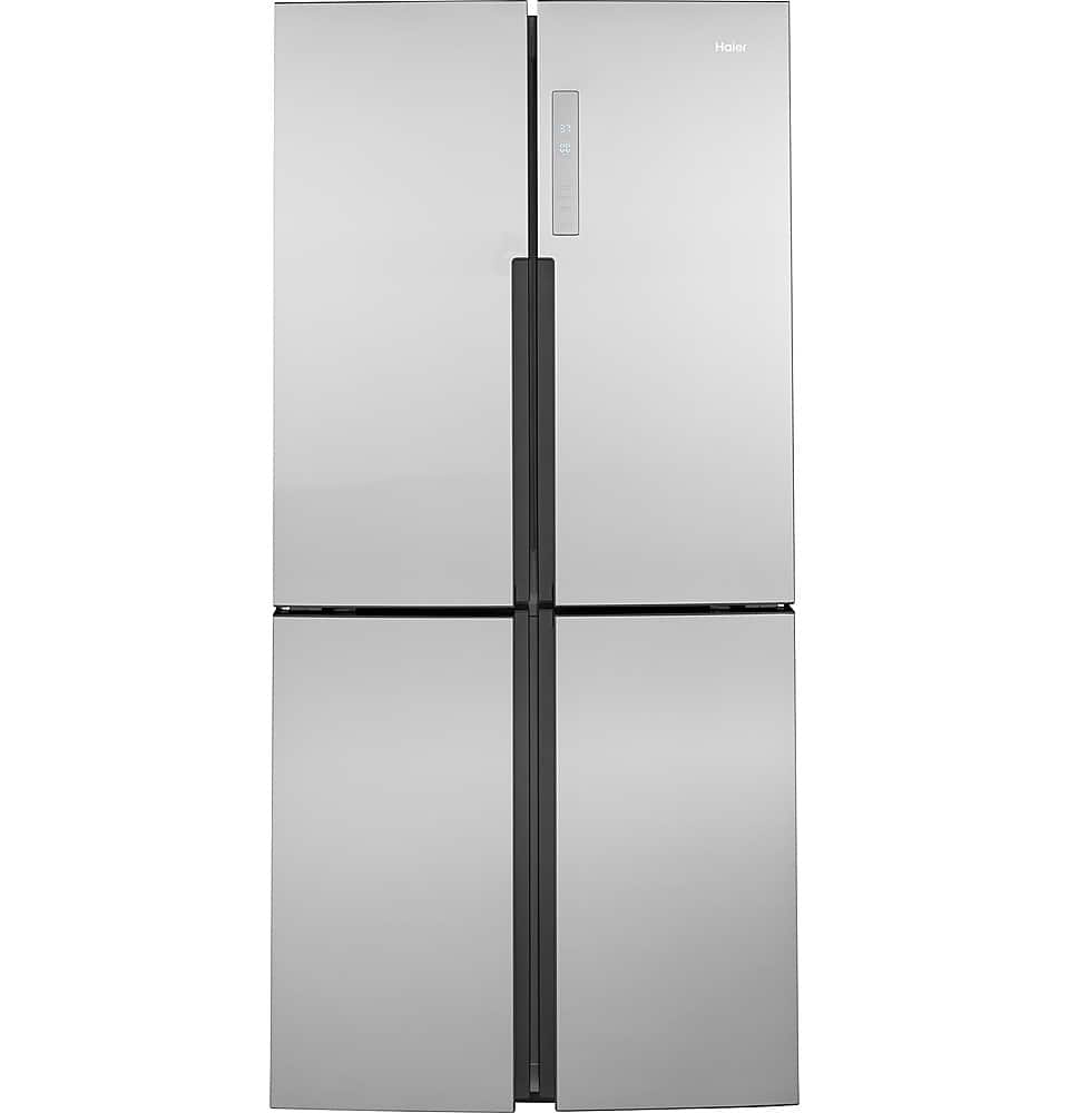 Haier - 16.8 Cu. Ft. 4-Door French Door Counter-Depth Refrigerator with LED Lighting - Stainless Steel product image