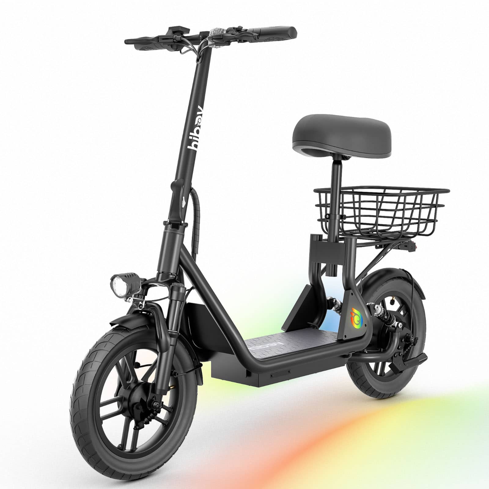 HiBoy - U3 Electric Scooter with Seat, 500W Motor, Neon Lights, 25-Mile Range & 20 mph Max Speed, 14" Tires - Black product…