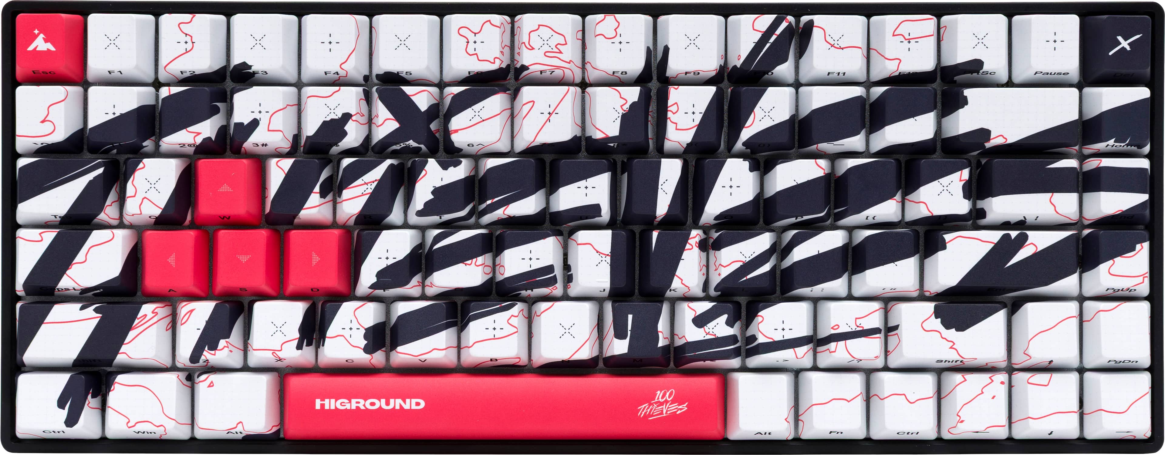 Higround - Basecamp 75+ 75% Wired Mechanical Lubed TTC Milky Switch Gaming Keyboard with RGB Backlighting - 100 Thieves - Te…