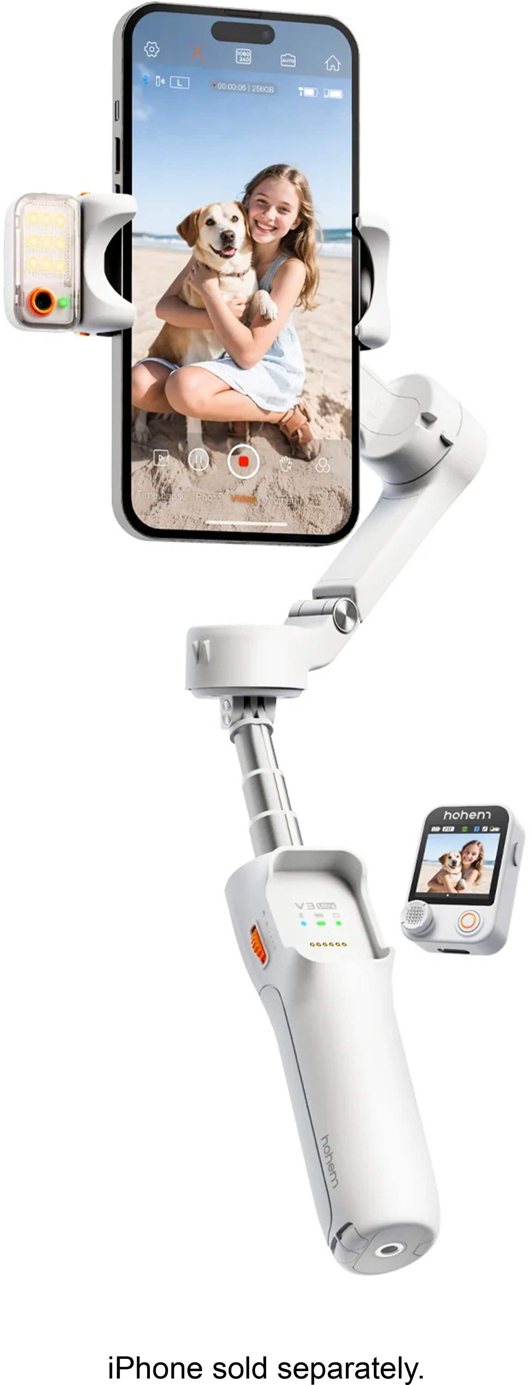 Hohem - iSteady V3 Ultra 3-Axis Gimbal Stabilizer for Smartphone w/ AI Tracking, Detachable Touch Remote, Tripod, & Light -…