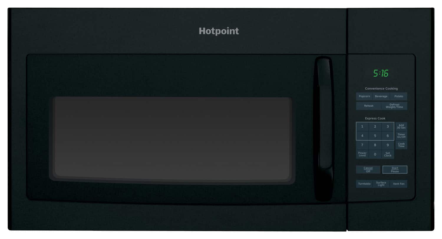 Hotpoint - 1.6 Cu. Ft. Over-the-Range Microwave with Convenience Cooking Controls - Black product image