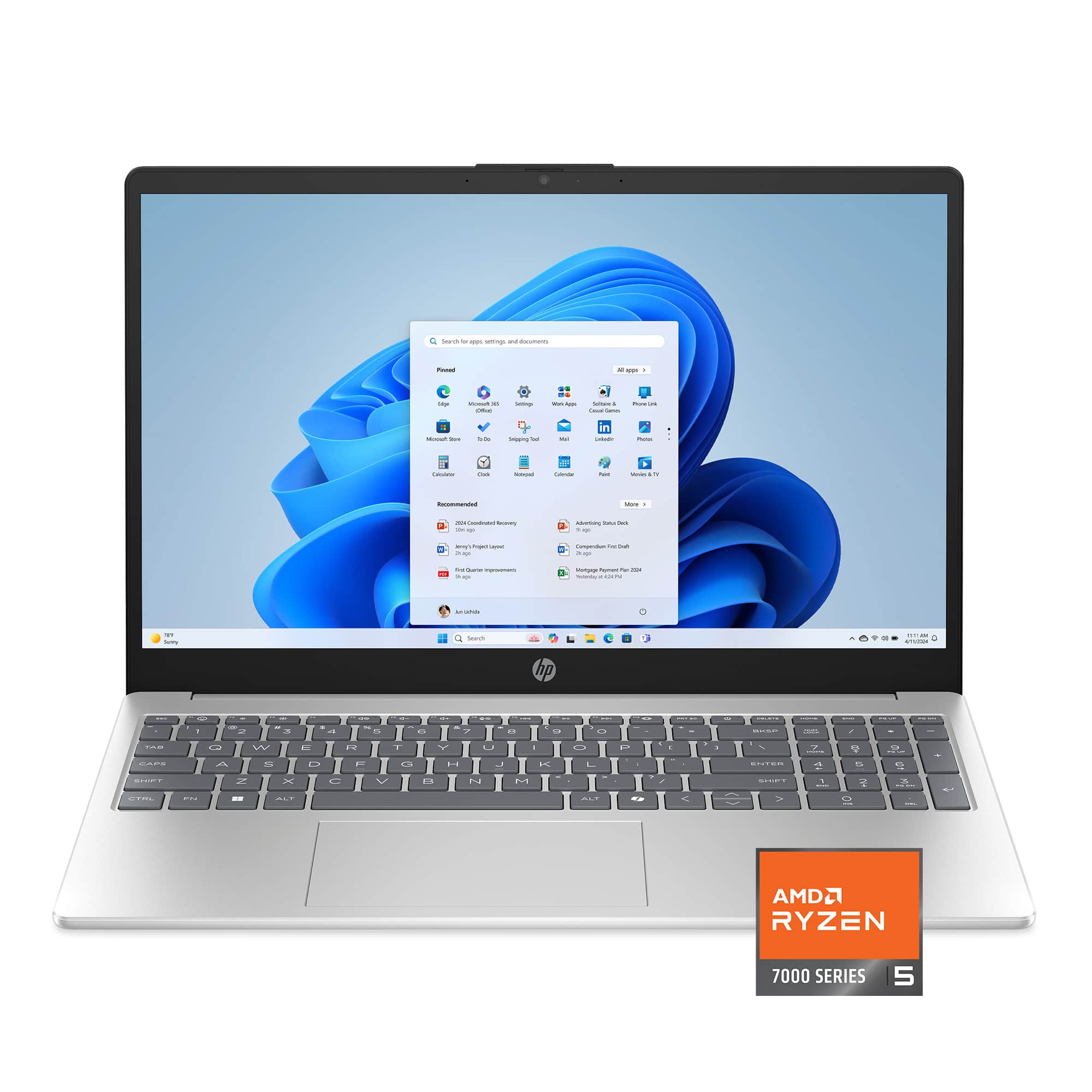 HP - 15.6" Full HD Touch-Screen Laptop - AMD Ryzen 5 7520U 2023 - 8GB Memory - 512GB SSD - Natural Silver product image