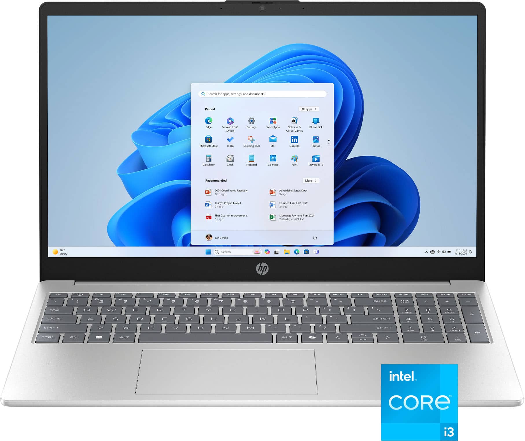 HP - 15.6" Laptop - Intel Core i3 N305 2023 - 8GB Memory - 128GB UFS - Natural Silver product image