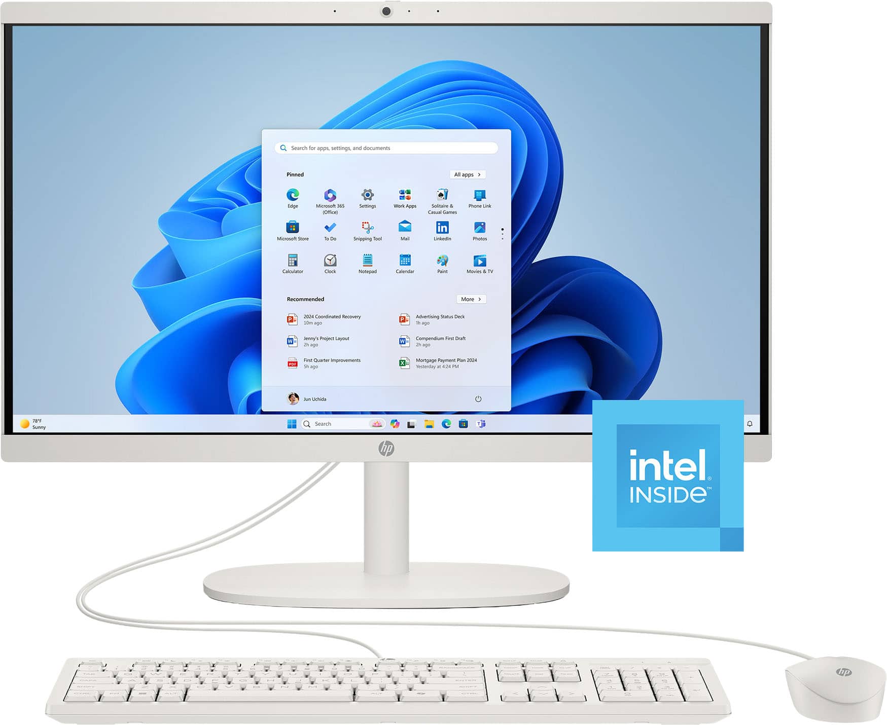 HP - 21.5" All-in-One - Intel Processor N100 2023 - 8GB Memory - 128GB UFS - Cashmere White product image