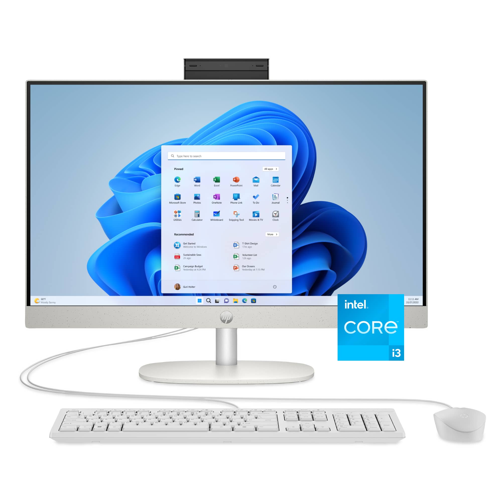 HP - 23.8" Full HD Touch-Screen All-in-One - Intel Core i3 N300 2023 - 8GB Memory - 512GB SSD - Shell White product image