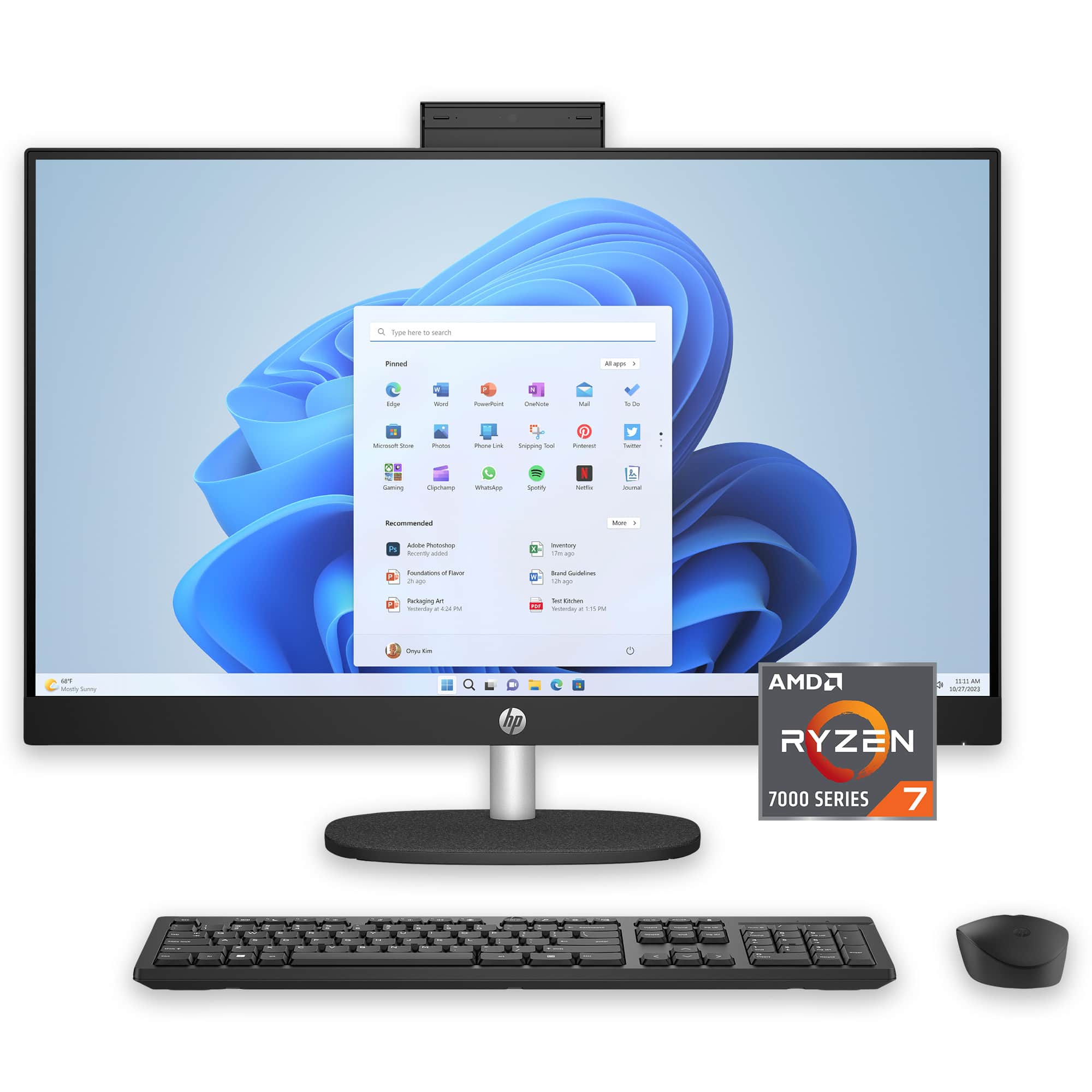 HP - 27" Touch-Screen All-in-One with Adjustable Height - AMD Ryzen 7 7730U 2023 - 16GB Memory - 1TB SSD - Jet Black product…