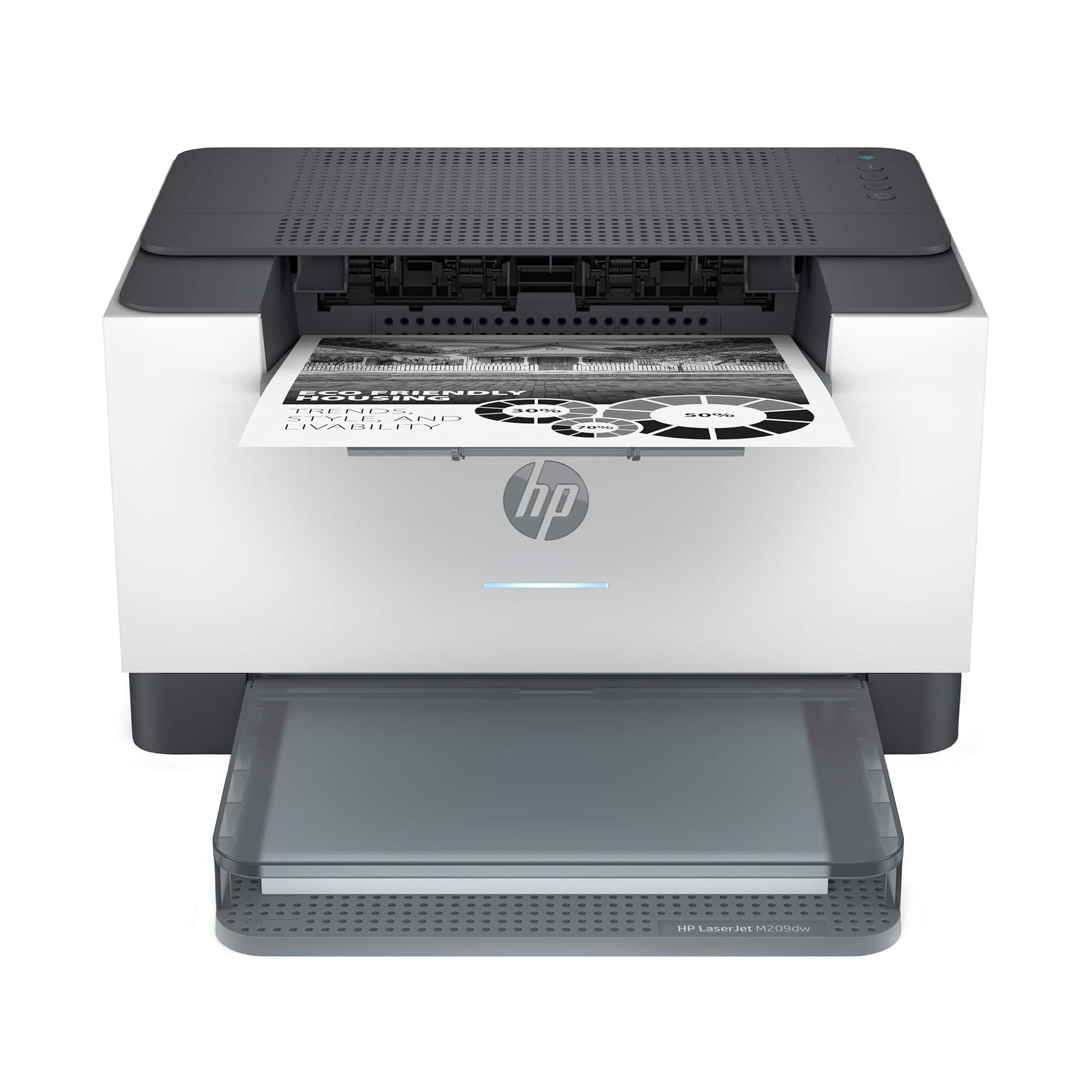 HP - LaserJet M209dw Wireless AI-Enabled Black-and-White Laser Printer - White & Slate product image