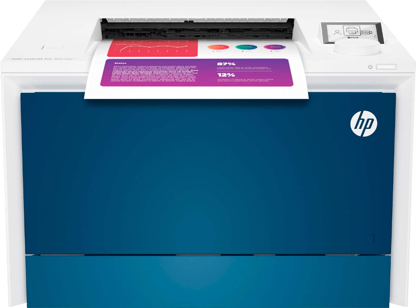 HP - LaserJet Pro 4201dw Wireless Color Laser Printer - White/Blue product image