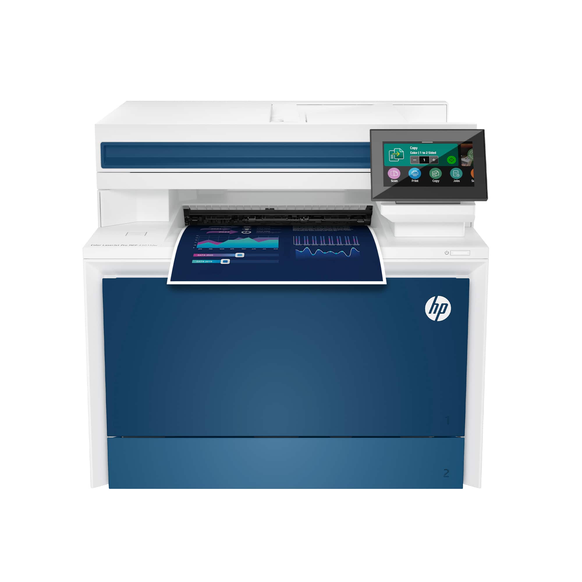 HP - LaserJet Pro 4301fdw Wireless AI-Enabled Color All-in-One Laser Printer - White/Blue product image