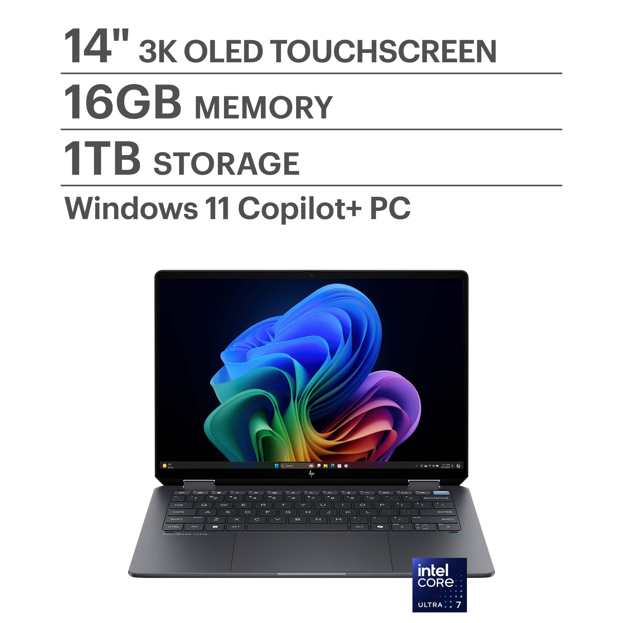 HP - OmniBook Ultra Flip - Copilot+ PC - 14" 3K OLED Touch-Screen Laptop - Intel Core Ultra 7 256V - 16GB Memory - 1TB SSD -…