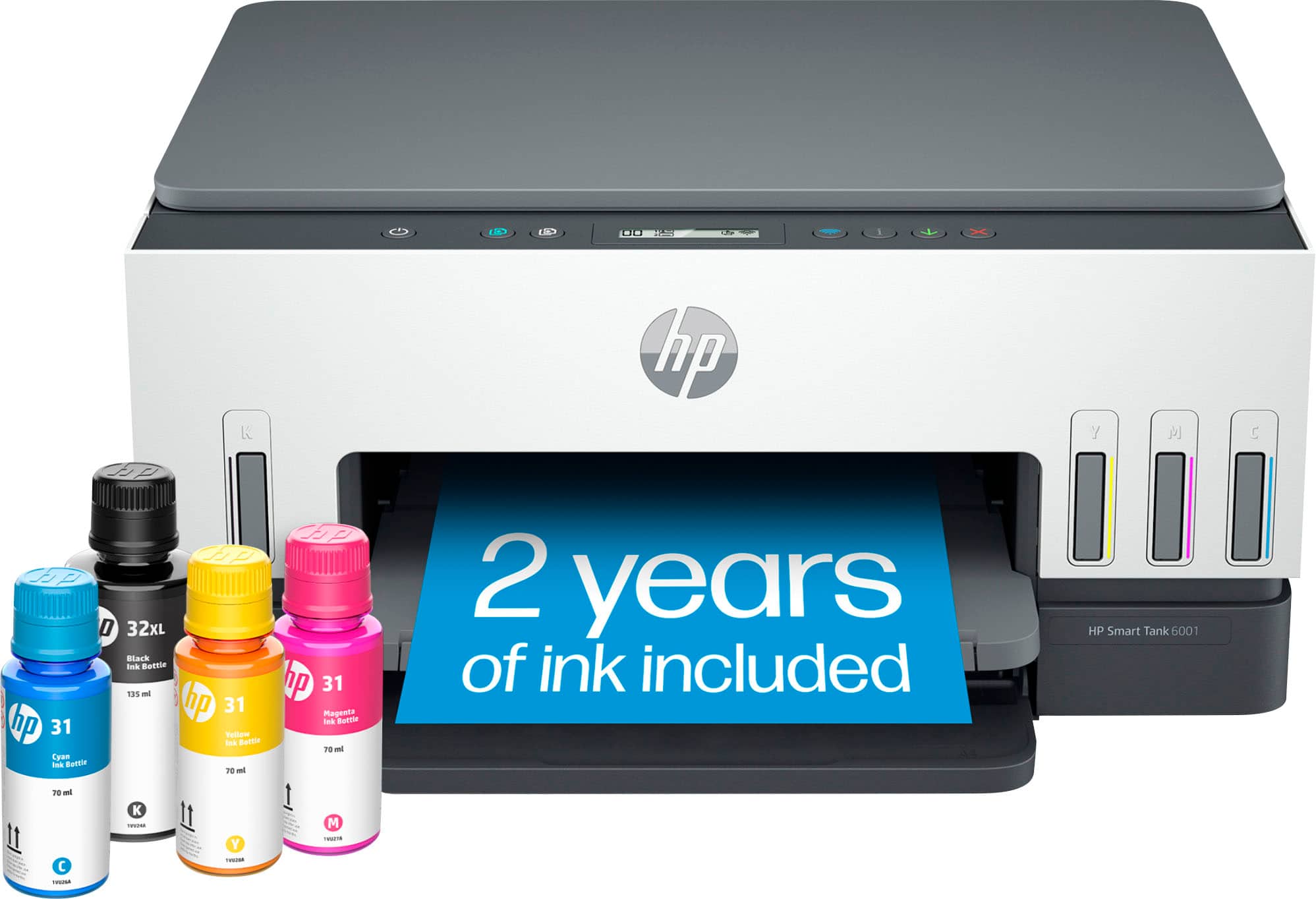 HP - Smart Tank 6001 Wireless AI-Enabled All-in-One Cartridge-Free Supertank Inkjet Printer with 3 Years of Ink Included¹ -…