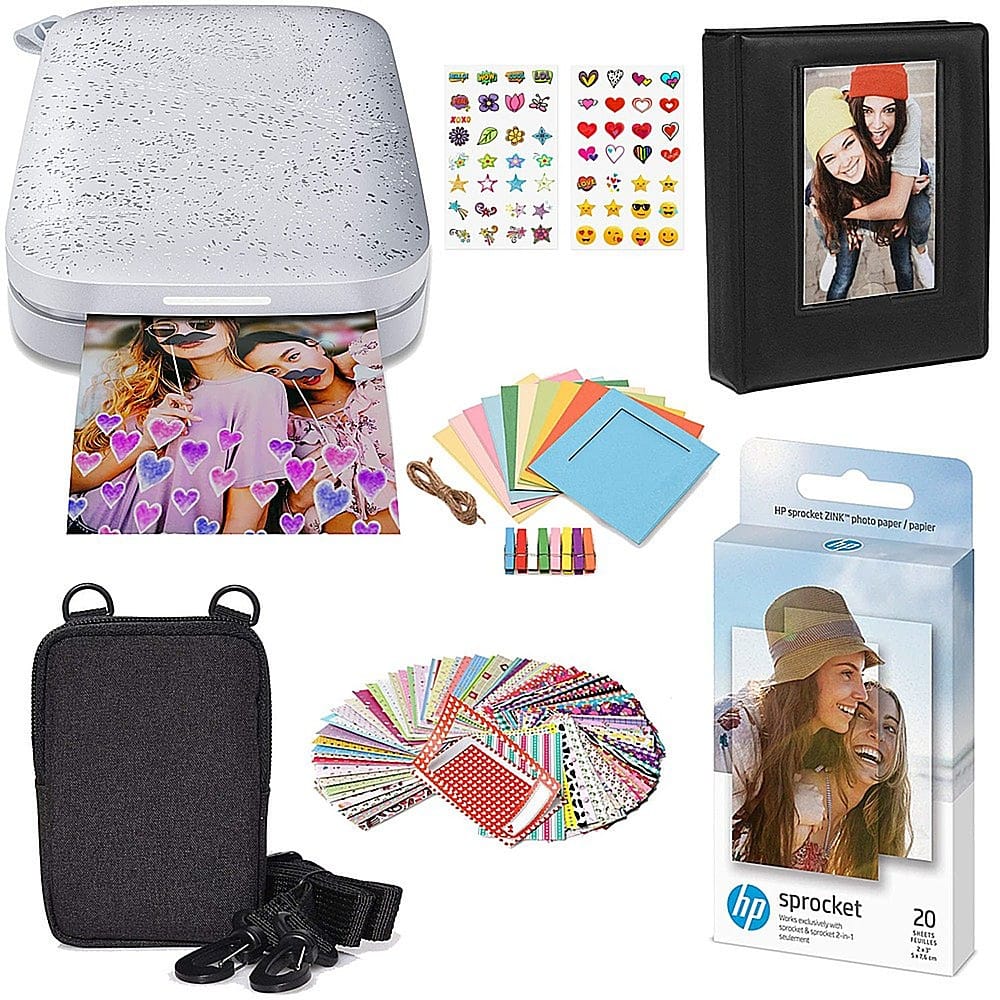 HP - Sprocket Portable Photo Printer Gift Bundle with 2"x3" Zink Photo Paper, Deluxe Case, Album & More - Black product image