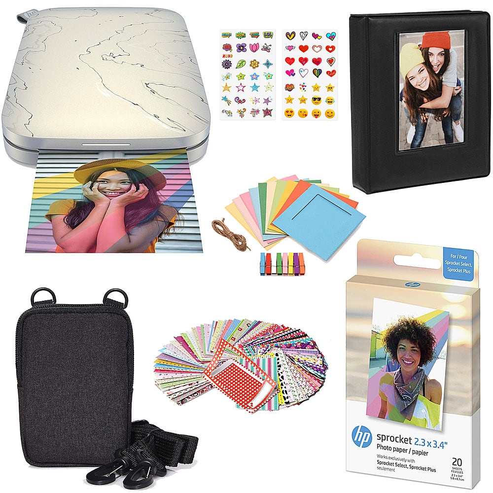 HP - Sprocket Select Portable Instant Photo Printer compatible with 2.3"x3.4" Zink Photo Paper - Gift Bundle product image