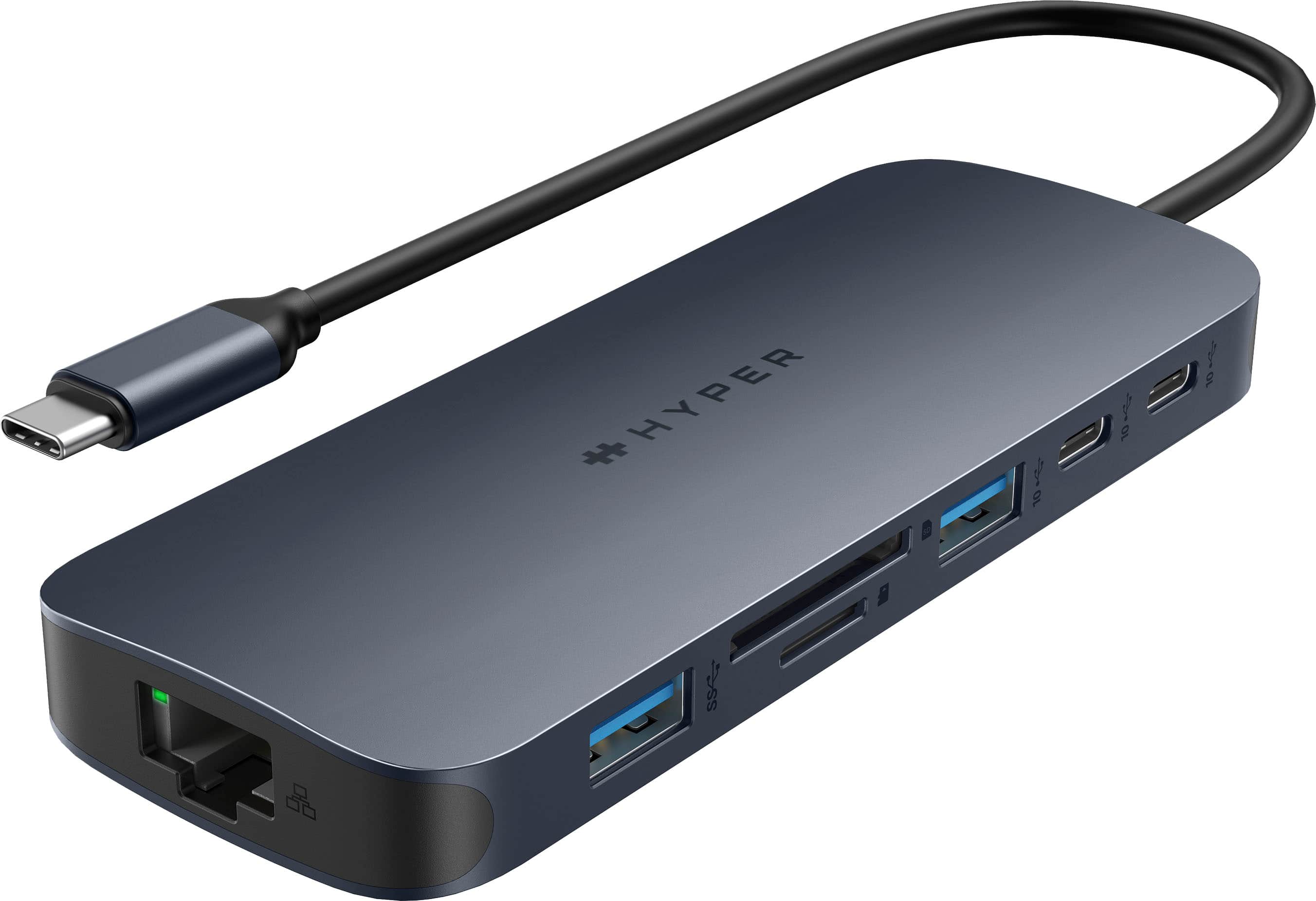 Hyper - HyperDrive Next​ 11 Port USB-C Hub, dual 4K HDMI, Ethernet, 2 USB-C, 2 USB-A, microSD/SD, travel dock for PC/Chromeb…