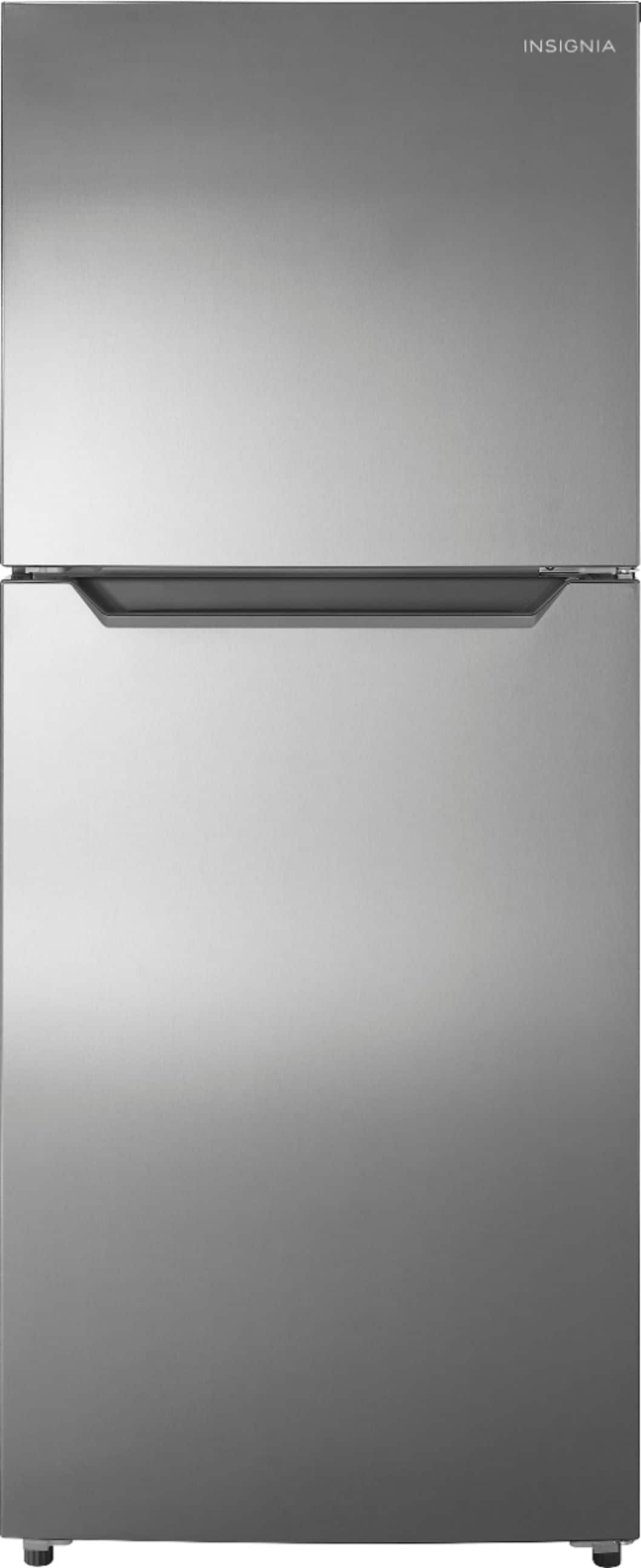 Insignia™ - 10 Cu. Ft. Top-Freezer Refrigerator with Reversible Door and ENERGY STAR Certification - Stainless Steel Look pr…