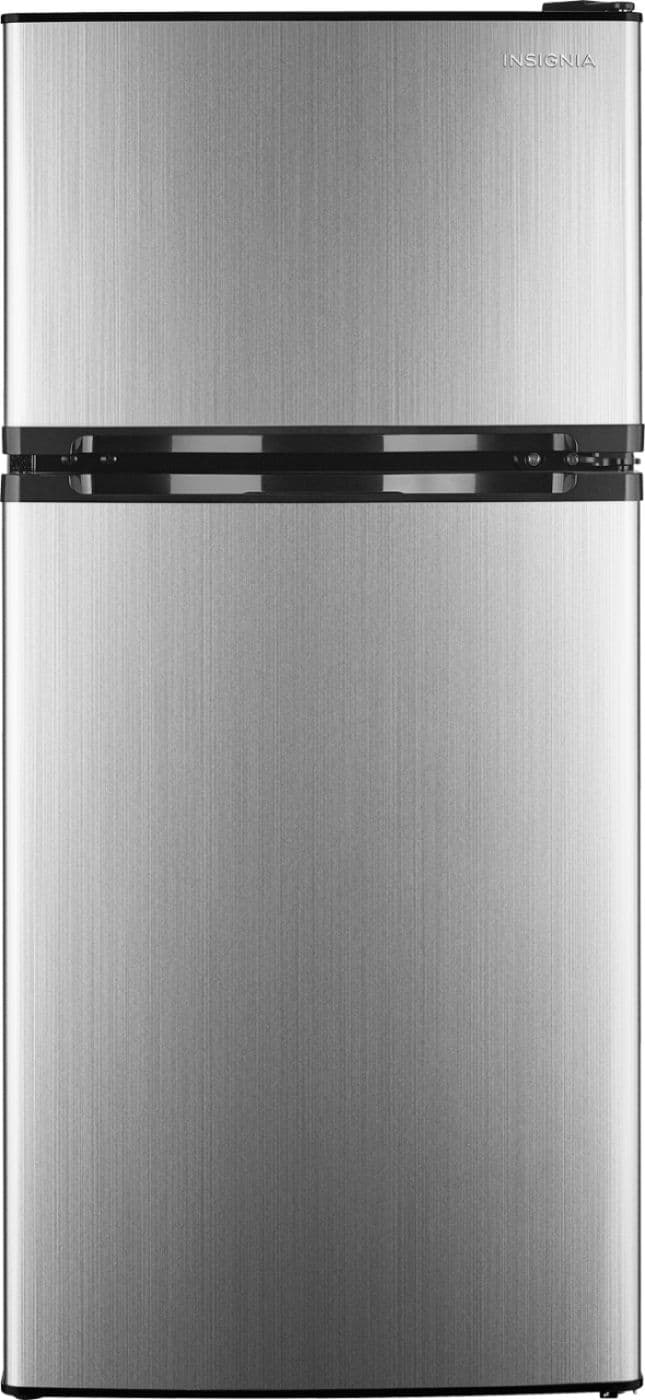 Insignia™ - 4.3 Cu. Ft. Mini Fridge with Top Freezer and ENERGY STAR Certification - Stainless Steel product image