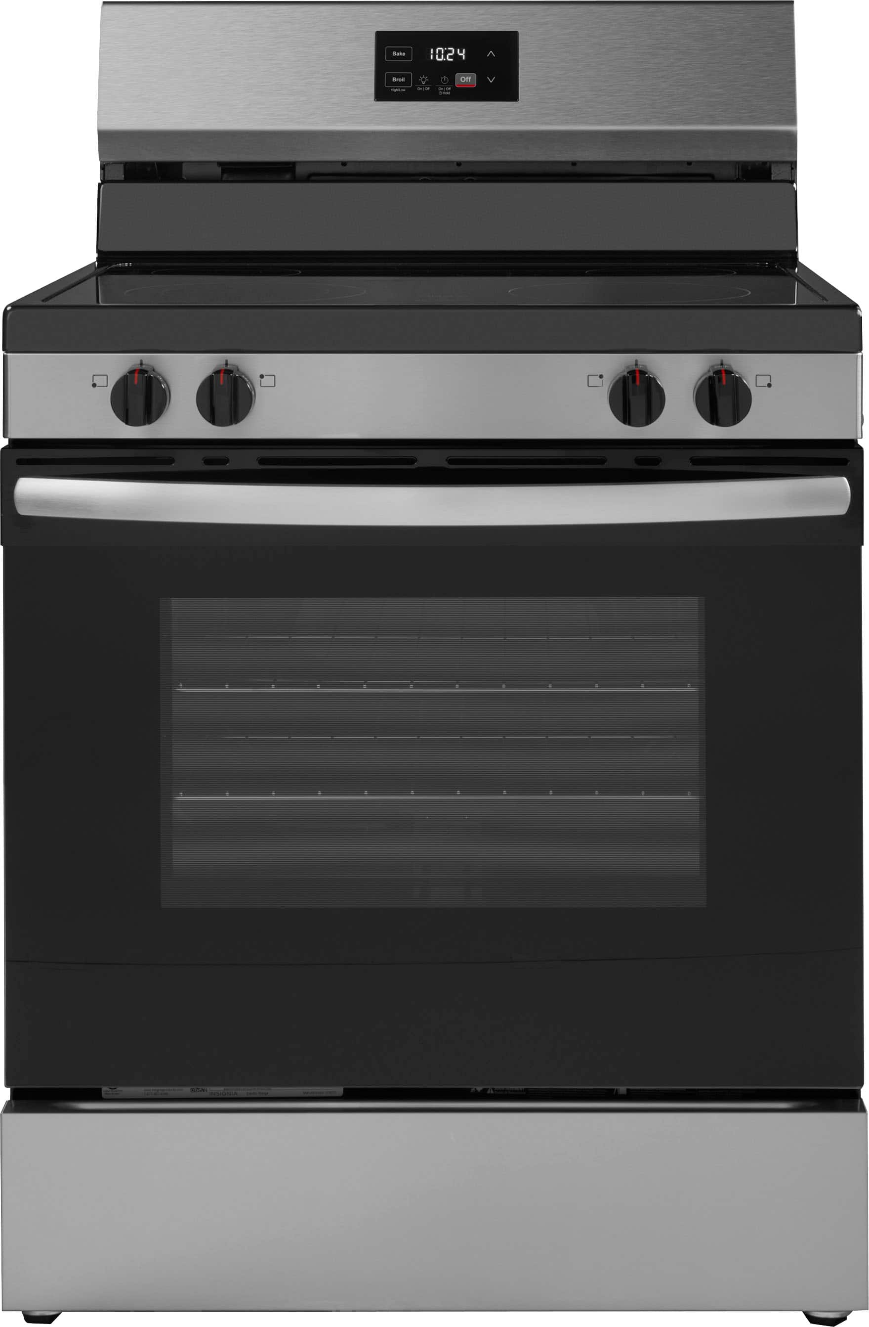 Insignia™ - 5.3 Cu. Ft. Freestanding Electric Range with Dual-Size Burner and Storage Drawer - Stainless Steel product image