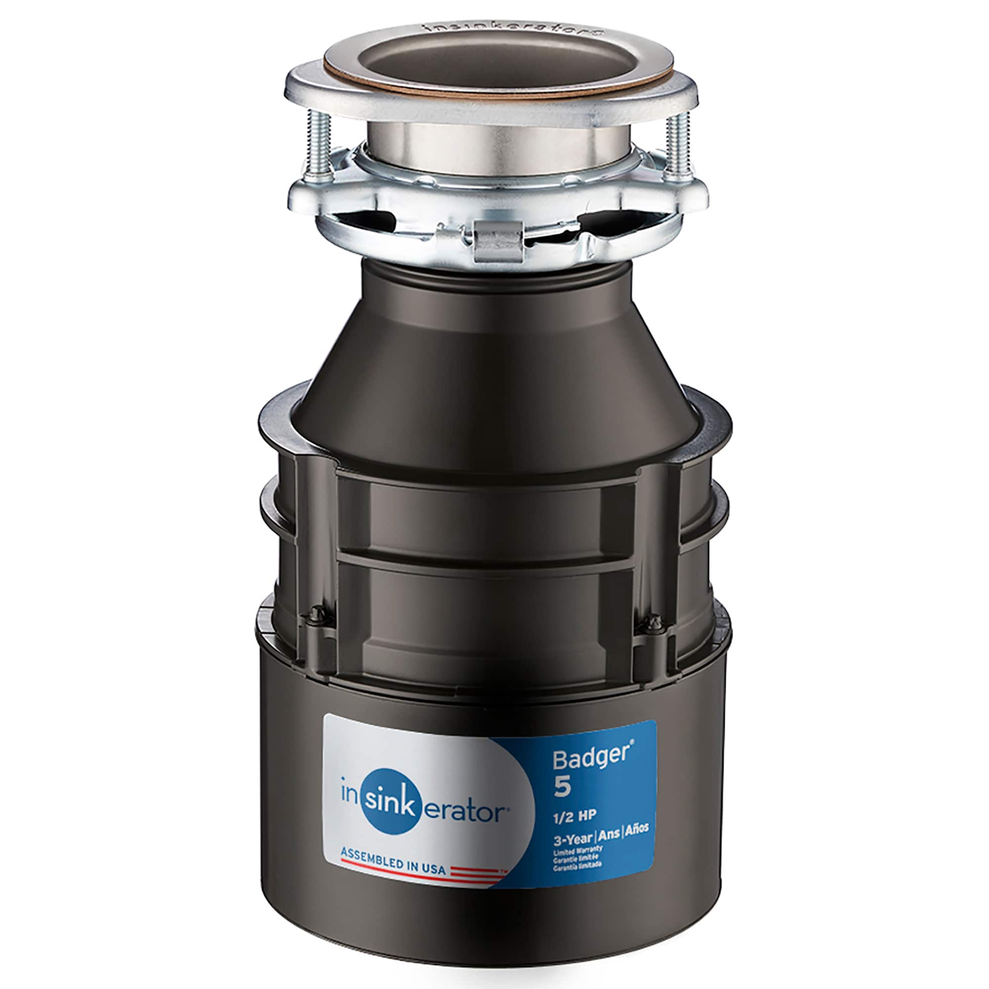 InSinkerator - Badger 5 Lift and Latch Standard Series 1/2 HP Continuous Feed Garbage Disposal Cordless - Black product image