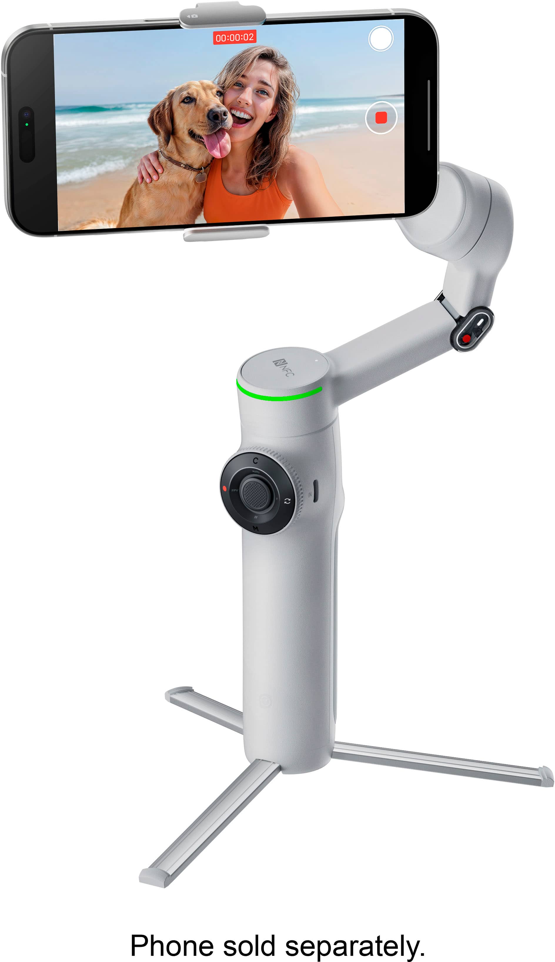 Insta360 - Flow2 Pro Gimbal Stabilizer for Smartphones with Built-in Selfie Stick and Tripod - Gray product image