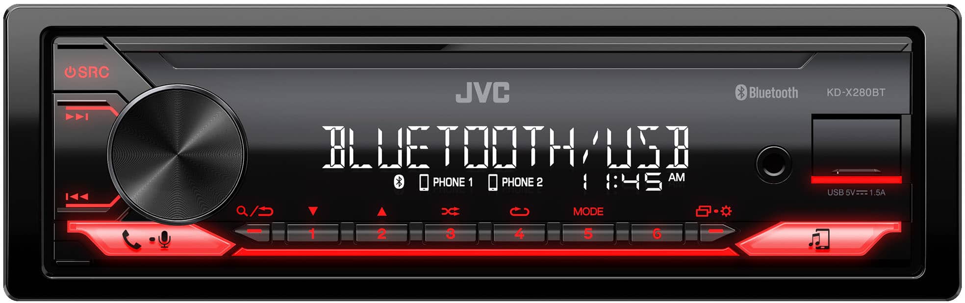 JVC - Bluetooth Digital Media (DM) Receiver with Detachable Faceplate and USB Rapid Charge - Black product image