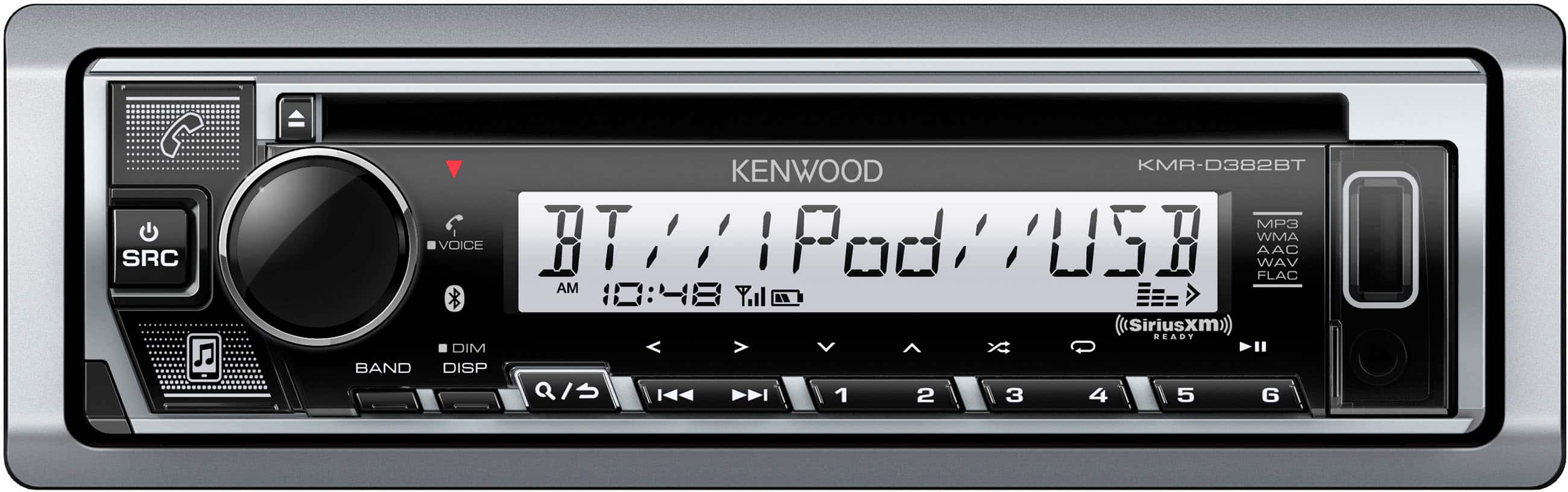 Kenwood - Bluetooth CD/Digital Media (DM) Marine Receiver and Satellite Radio-Ready with Detachable Faceplate - Silver produ…