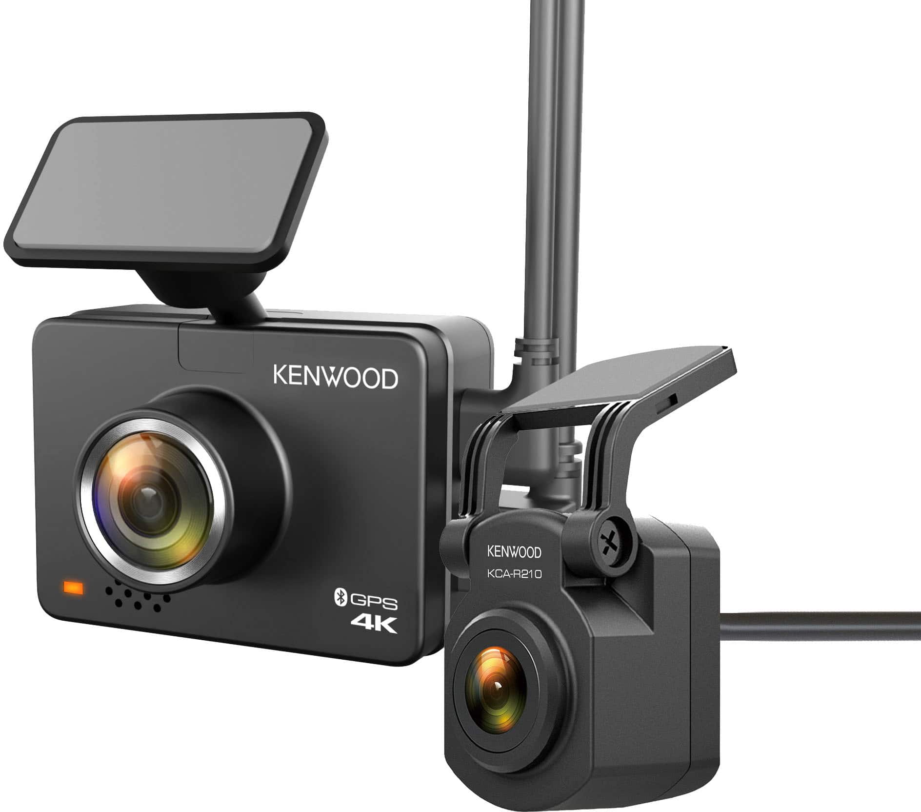 Kenwood - DRV-A610WDP Dual camera system- Compact 4K HD dash camera w/ 2" display, Wi-Fi, and GPS) rear-view cam and SD Card…