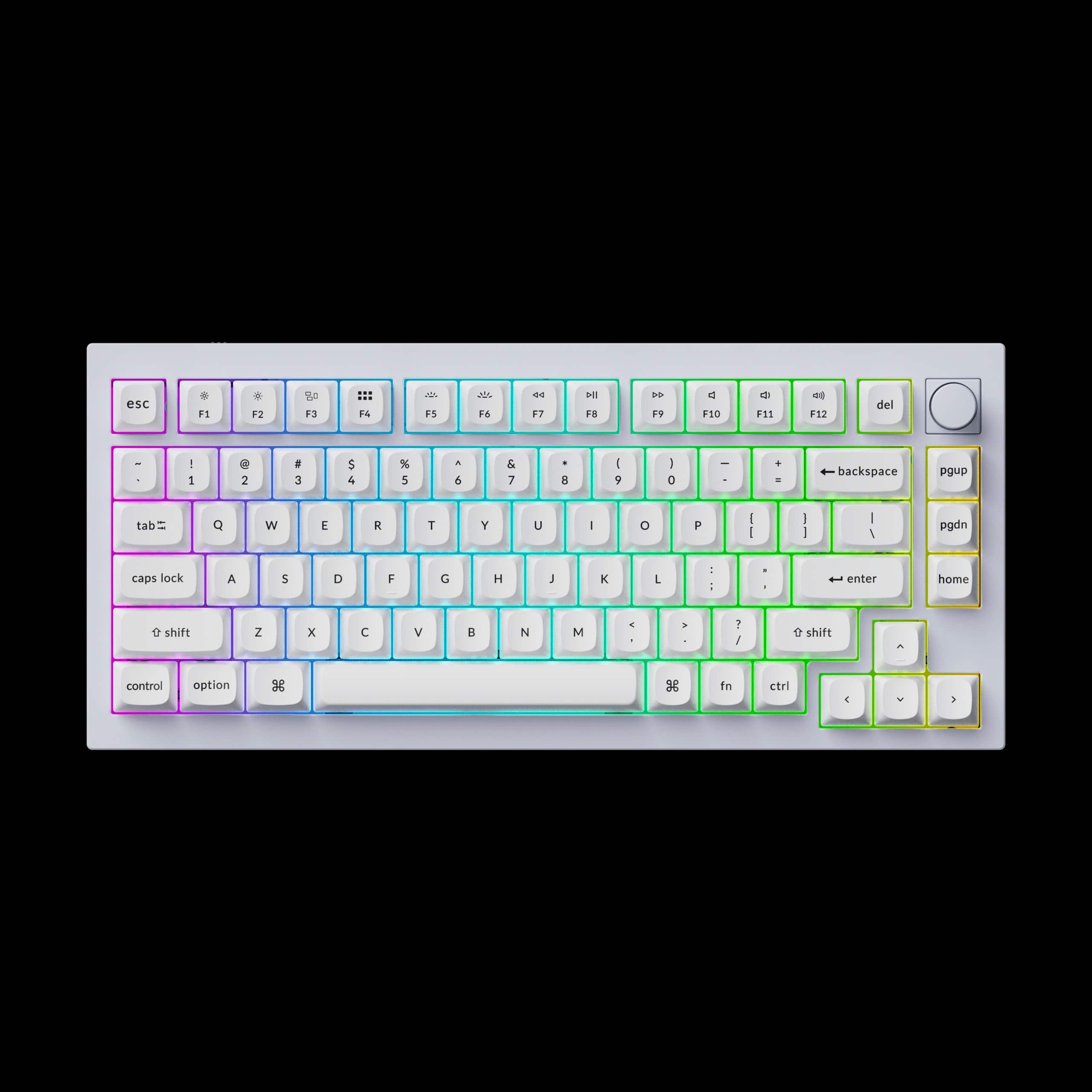 Keychron - Q1 75% Custom Wired RGB Mechanical Keyboard with Programmable QMK/VIA Hot-Swappable Brown Switch - White product…