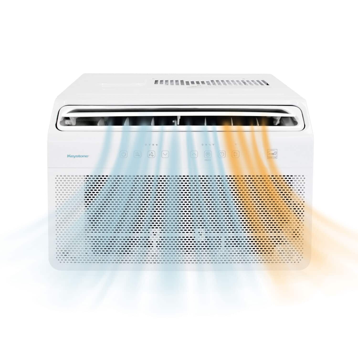 Keystone - 350 Sq. Ft 8,000 BTU Window Mounted Inverter Air Conditioner with 7,000 BTU Supplemental Heat Function - White pr…