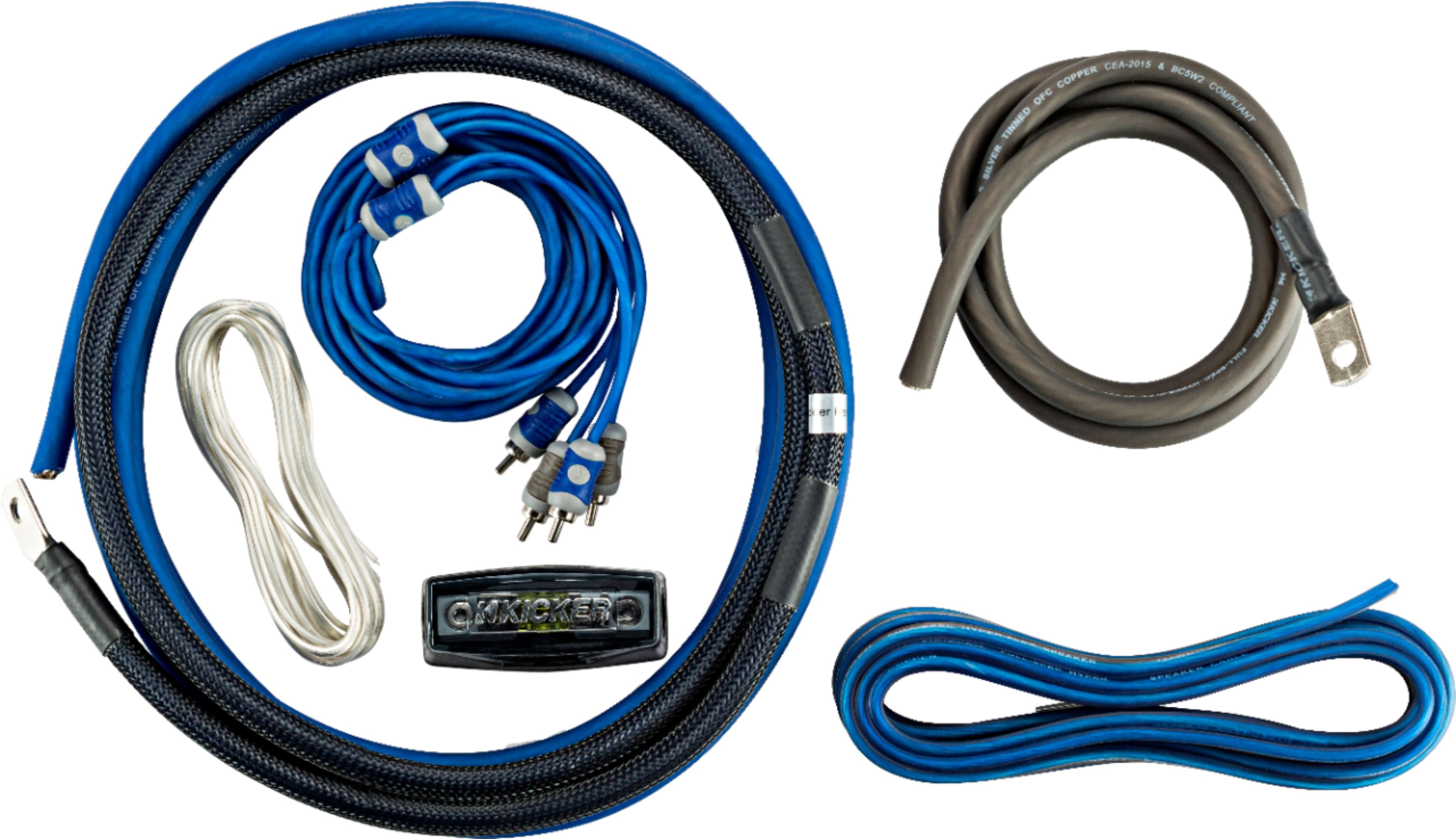 KICKER - C-Series 4AWG 2-Channel Amplifier Power Kit - Gray/Blue product image
