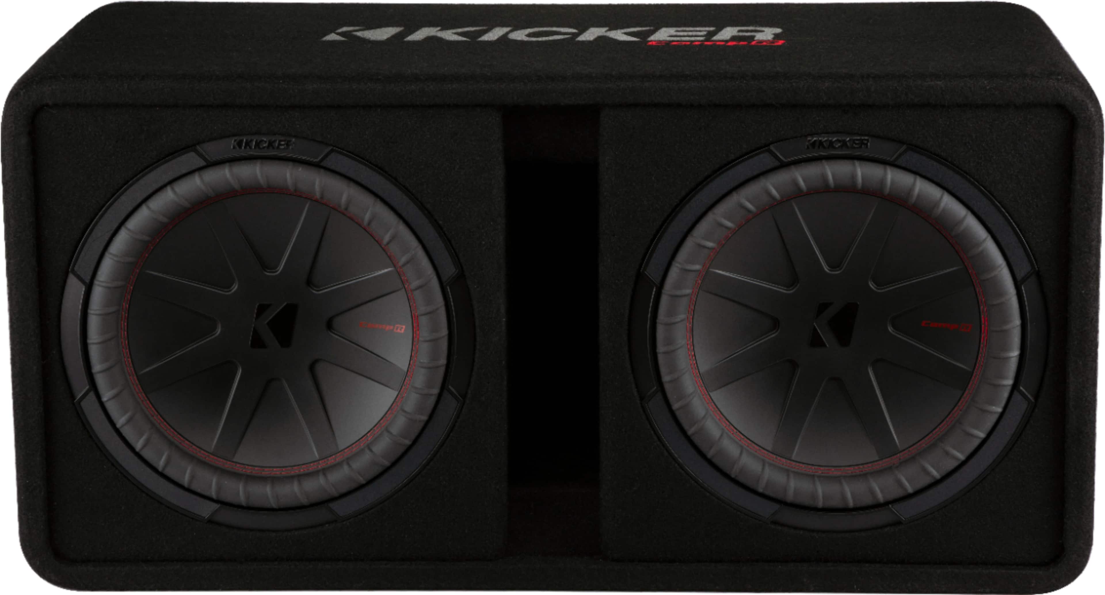 KICKER - CompR Dual 12" Dual-Voice-Coil 2-Ohm Subwoofers with Enclosure - Black product image