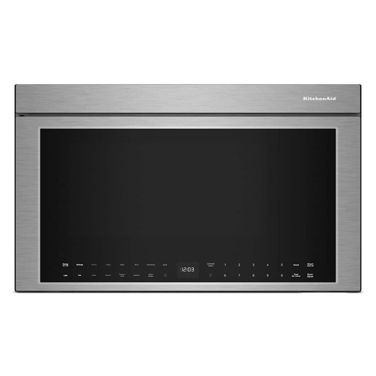 KitchenAid - 1.1 Cu. Ft. Convection Flush Built-In Over-the-Range Smart Microwave with Sensor Cooking and Air Fry Mode - Sta…