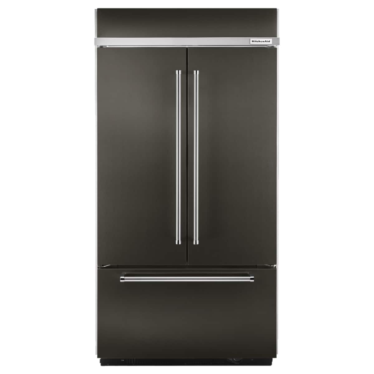 KitchenAid - 24.2 Cu. Ft. 42" Width Built-In Stainless French Door Refrigerator with Platinum Interior Design - Black Stainl…