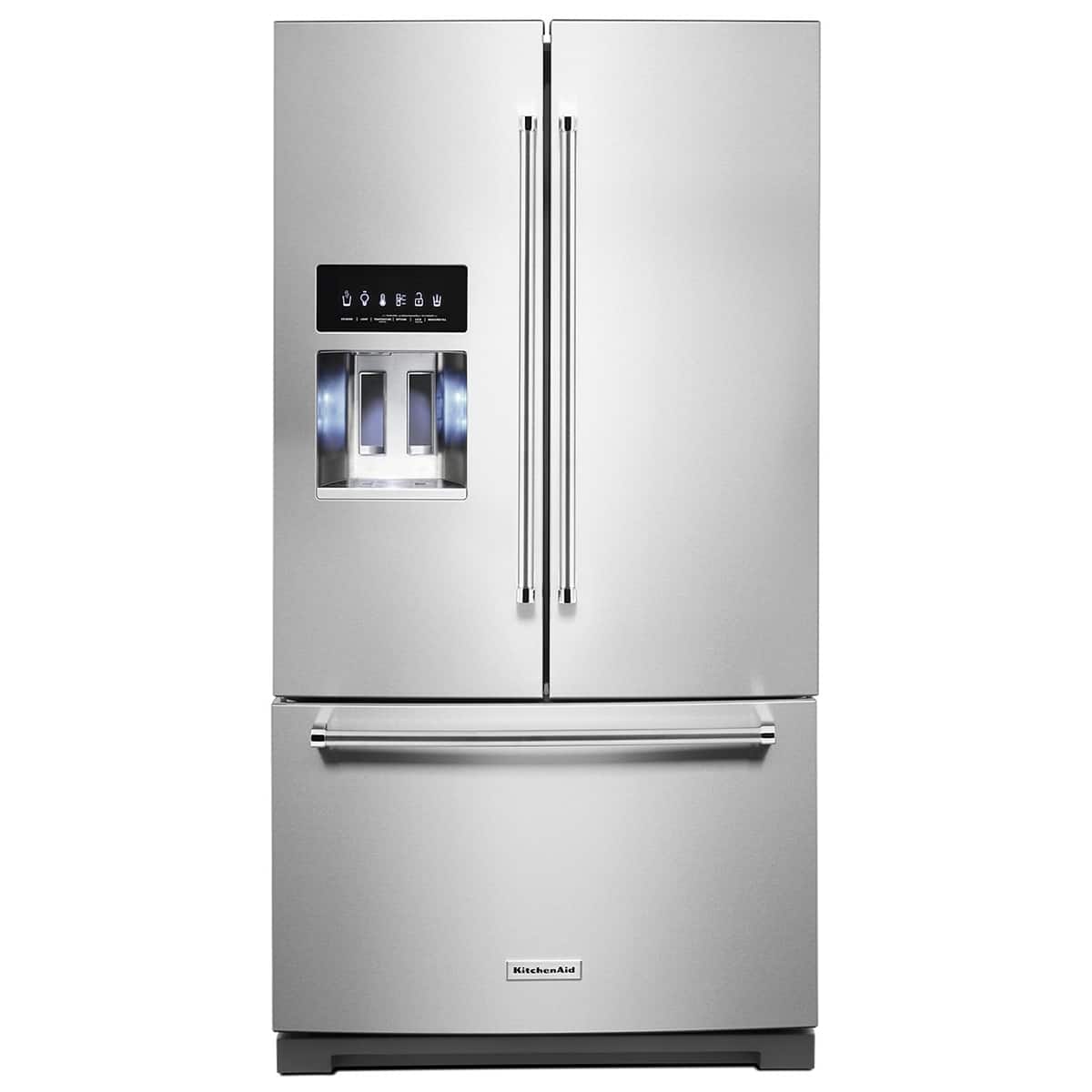 KitchenAid - 26.8 Cu. Ft. Standard-Depth French Door Refrigerator with Exterior Ice and Water Dispenser - Stainless Steel pr…