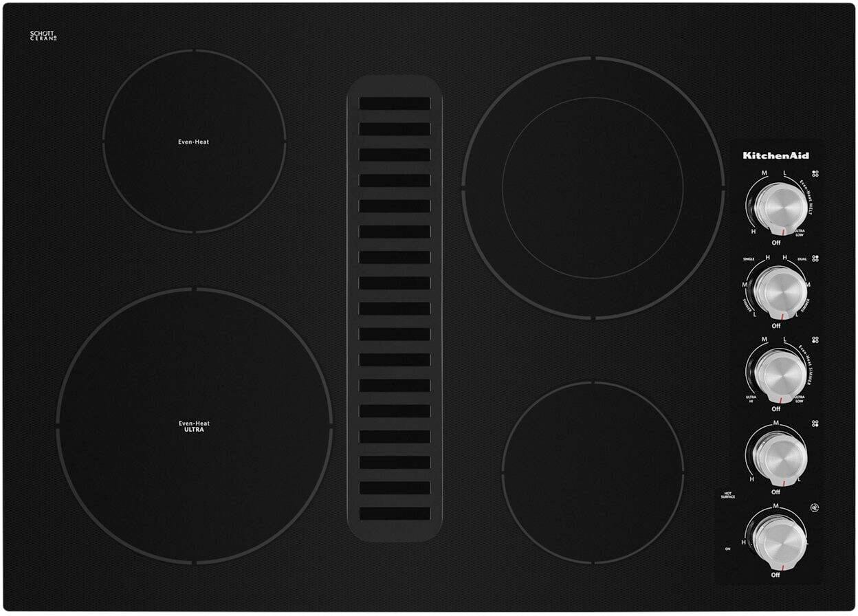 KitchenAid - 30" Built-In Downdraft Electric Cooktop with 4 Burners - Black product image