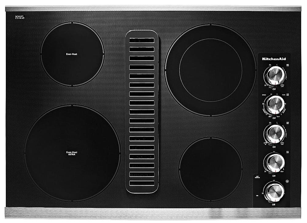 KitchenAid - 30" Built-In Downdraft Electric Cooktop with 4 Burners - Stainless Steel product image