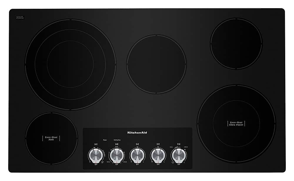 KitchenAid - 36" Built-In Electric Cooktop with 5 Elements and Knob Controls - Black product image