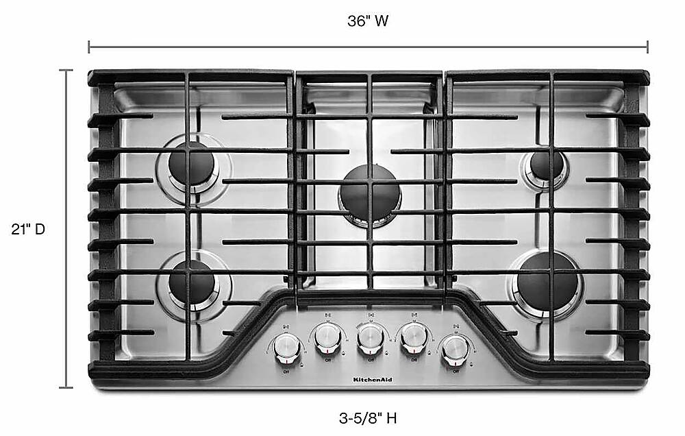 KitchenAid - 36" Built-In Gas Cooktop - Stainless Steel product image