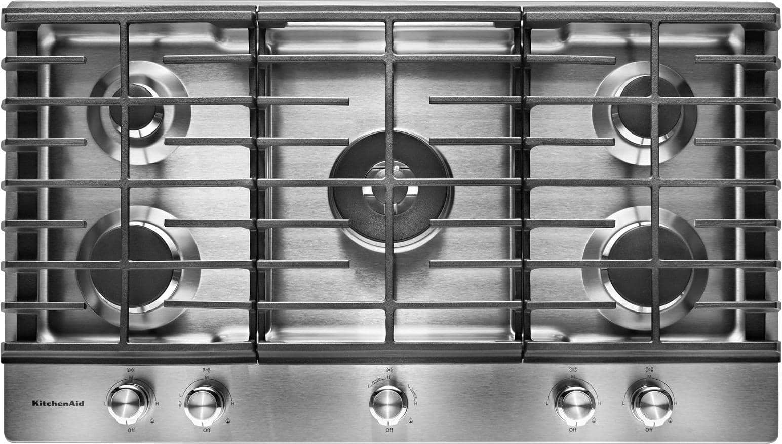 KitchenAid - 36" Gas Cooktop with 5 Burners - Stainless Steel product image