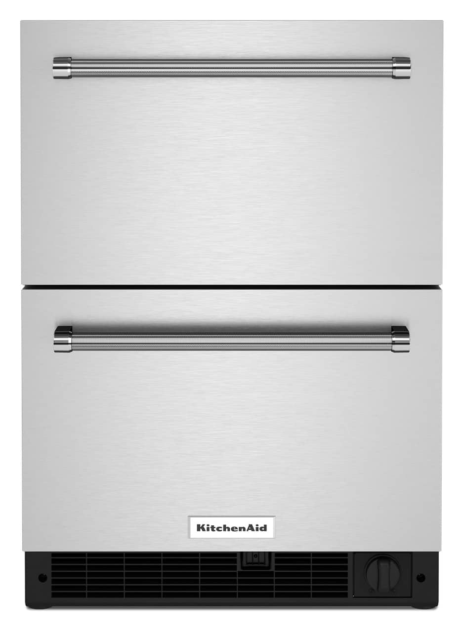KitchenAid - 4.29 Cu. Ft. Built-In Mini Fridge with Double-Drawer Refrigerator/Freezer - Stainless Steel product image